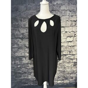 Sympli Shirt Womens 18 Black Keyhole Cutout 3/4 Sleeve Tunic Stretch Jersey